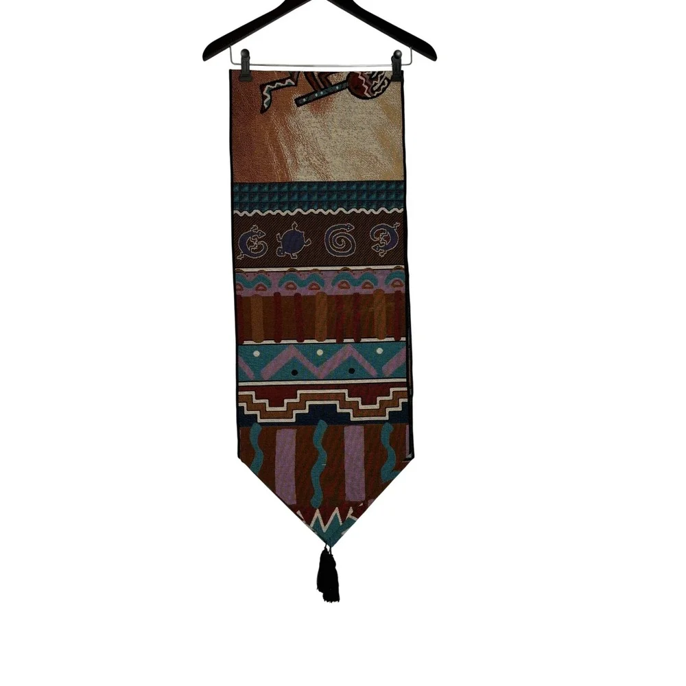Southwestern‎ Kokopelli Dancer Woven Table Runner Tribal Geometric Tassel 13x72